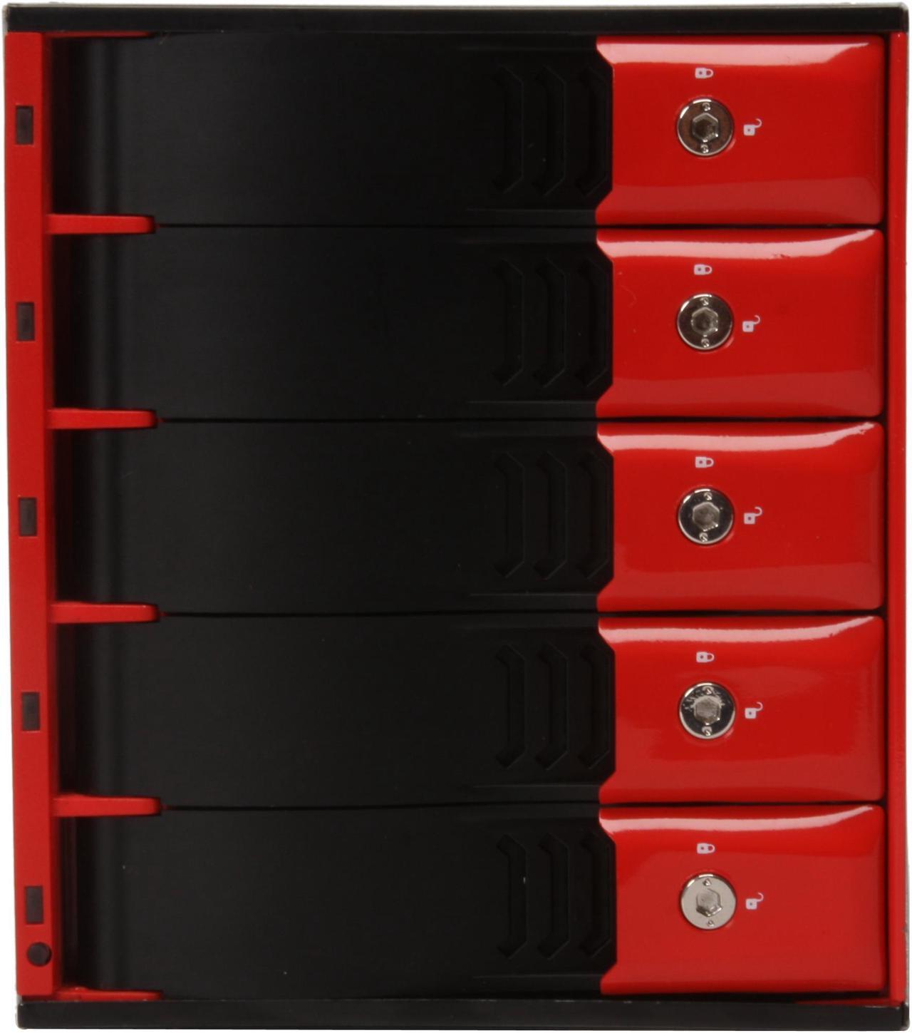 Alt view image 2 of 6 - iStarUSA BPN-350SAS-RED 5 3.5" Drive Bays 3x5.25" to 5x3.5" SATA/SAS Trayless Hot-Swap Backplane RAID Cage - OEM