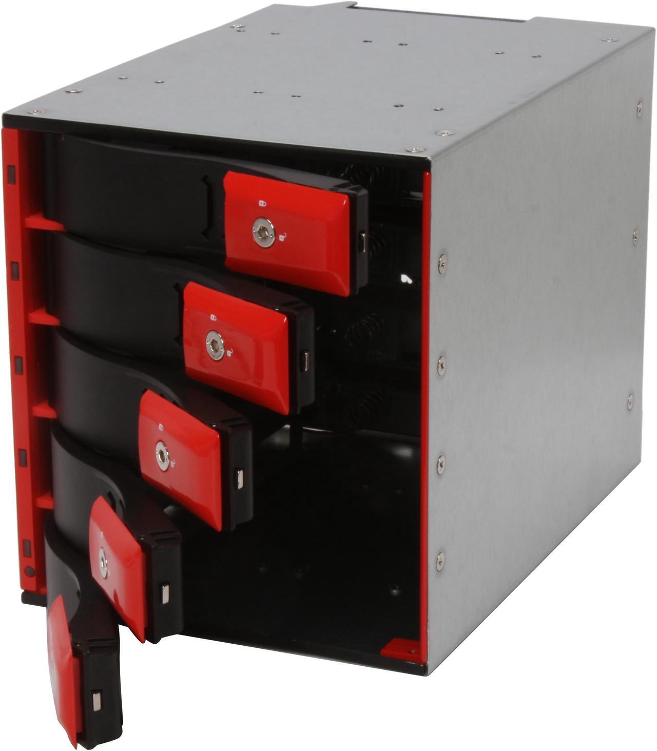 Alt view image 3 of 6 - iStarUSA BPN-350SAS-RED 5 3.5" Drive Bays 3x5.25" to 5x3.5" SATA/SAS Trayless Hot-Swap Backplane RAID Cage - OEM