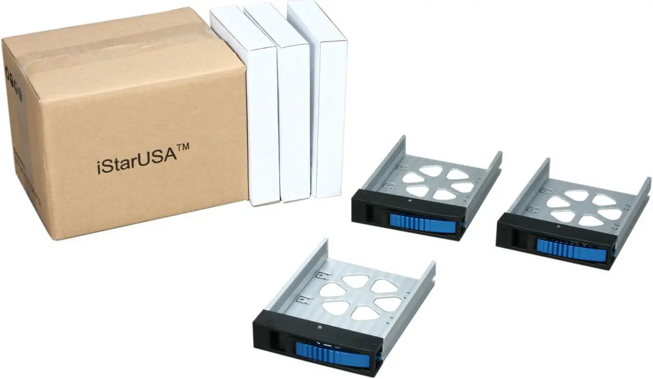 Alt view image 7 of 7 - iStarUSA BPU-HSTRAY-3BL 3 x SAS/SATA Blue Handles Hard Drive Tray pack - OEM