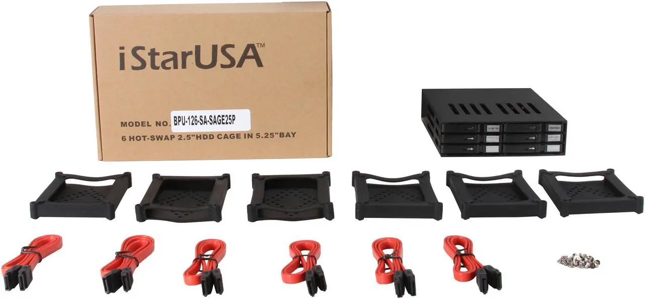 Alt view image 6 of 6 - iStarUSA BPU-126-SA-SAGE25P 1 x 5.25" to 6 x 2.5" SATA 6.0 Gb/s Hot-Swap Cage w/ 6 - 2.5in silicon hard drive sleeves