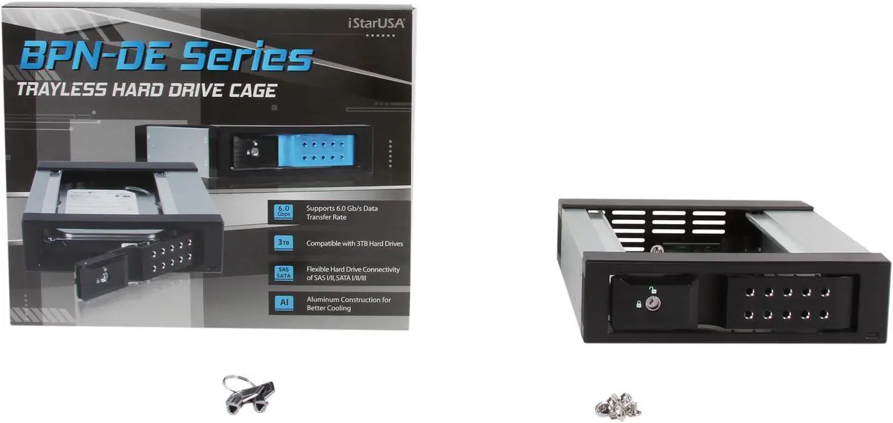 Alt view image 7 of 11 - iStarUSA BPN-DE110SS-BLACK Trayless 5.25" to 3.5" SATA SAS 6 Gbps HDD Hot-swap Rack