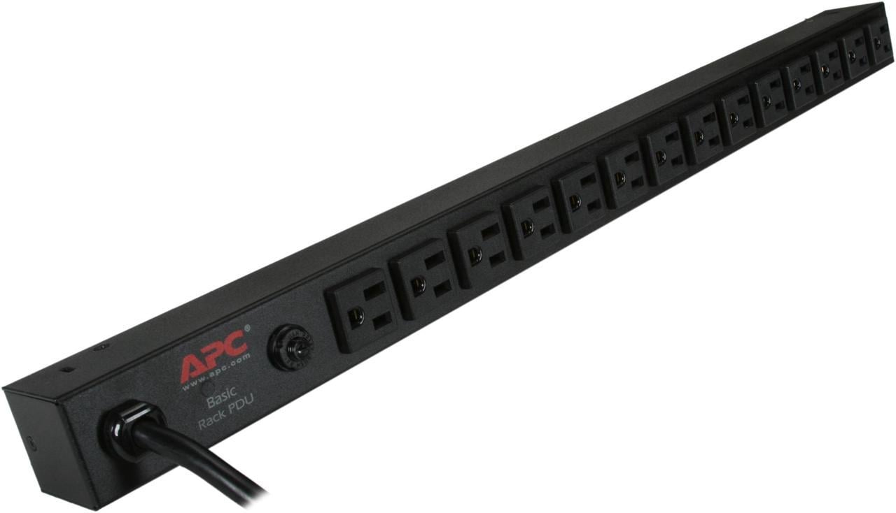 APC Rack Mount PDU, Basic 100V-120V/15A, (14) Outlets, 0U Vertical Rackmount (AP9567)