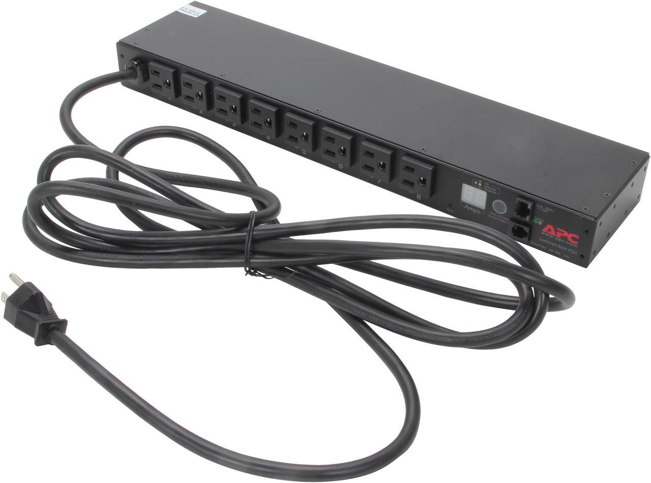 APC AP7900 Switched 1U 120V 15A 12 ft Rack PDU, Switched, 1U, 15A, 100/120V, (8)5-15