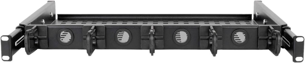 Alt view image 2 of 6 - TRIPP LITE SRWSHELF4P1U Cantilevered Steel Rack Shelf - 1U, Vented, Integrated Cable Rings, 14.2 in. Deep, Holds up to 50 lbs.