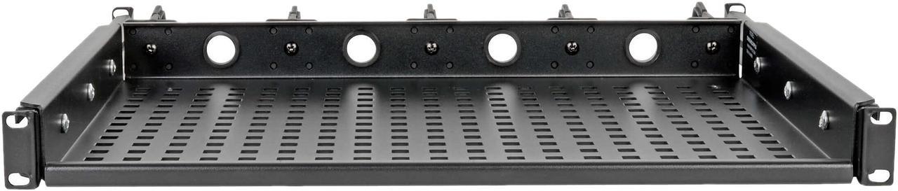 Alt view image 3 of 6 - TRIPP LITE SRWSHELF4P1U Cantilevered Steel Rack Shelf - 1U, Vented, Integrated Cable Rings, 14.2 in. Deep, Holds up to 50 lbs.