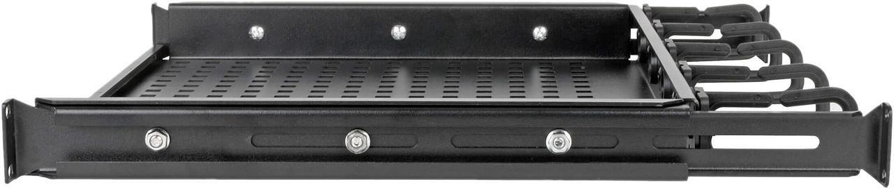 Alt view image 4 of 6 - TRIPP LITE SRWSHELF4P1U Cantilevered Steel Rack Shelf - 1U, Vented, Integrated Cable Rings, 14.2 in. Deep, Holds up to 50 lbs.