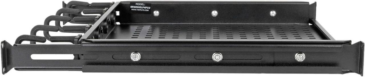 Alt view image 5 of 6 - TRIPP LITE SRWSHELF4P1U Cantilevered Steel Rack Shelf - 1U, Vented, Integrated Cable Rings, 14.2 in. Deep, Holds up to 50 lbs.