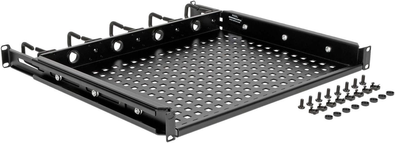 Alt view image 6 of 6 - TRIPP LITE SRWSHELF4P1U Cantilevered Steel Rack Shelf - 1U, Vented, Integrated Cable Rings, 14.2 in. Deep, Holds up to 50 lbs.