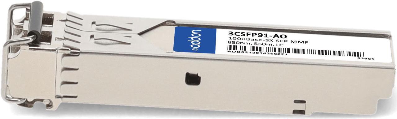 Alt view image 2 of 8 - HP® 3CSFP91 Compatible TAA 1000Base-SX SFP Transceiver (MMF, 850nm, 550m, LC, DOM)