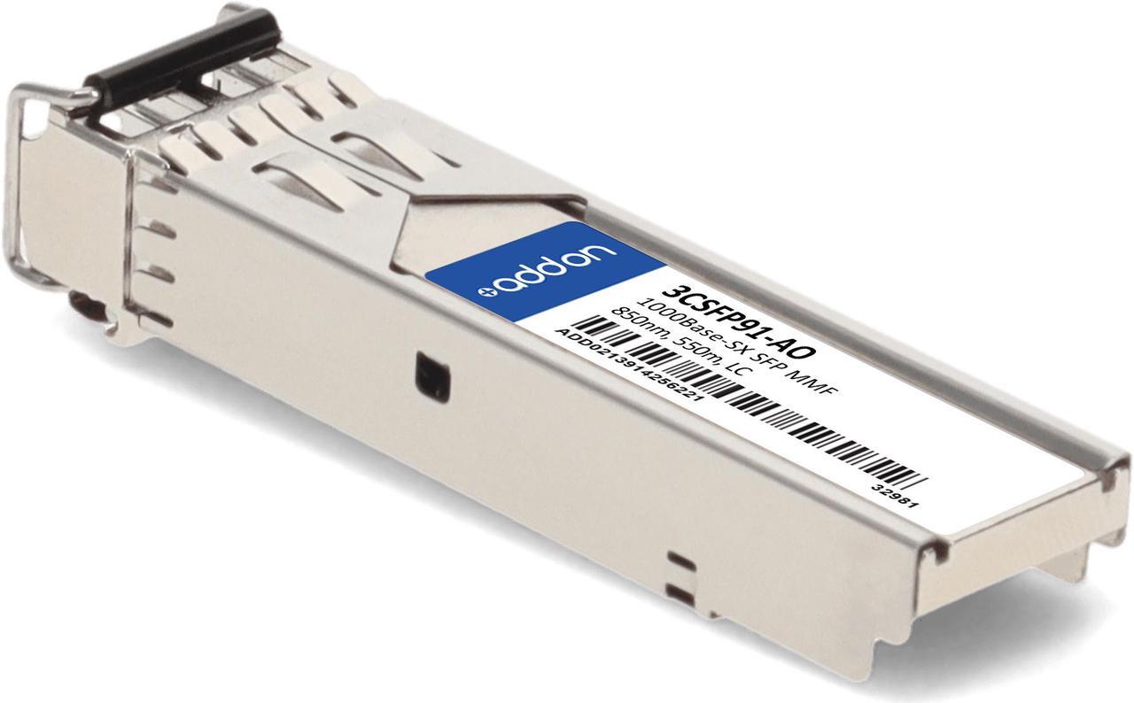 Alt view image 3 of 8 - HP® 3CSFP91 Compatible TAA 1000Base-SX SFP Transceiver (MMF, 850nm, 550m, LC, DOM)