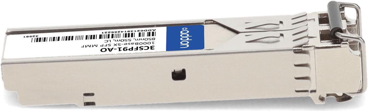 Alt view image 6 of 8 - HP® 3CSFP91 Compatible TAA 1000Base-SX SFP Transceiver (MMF, 850nm, 550m, LC, DOM)