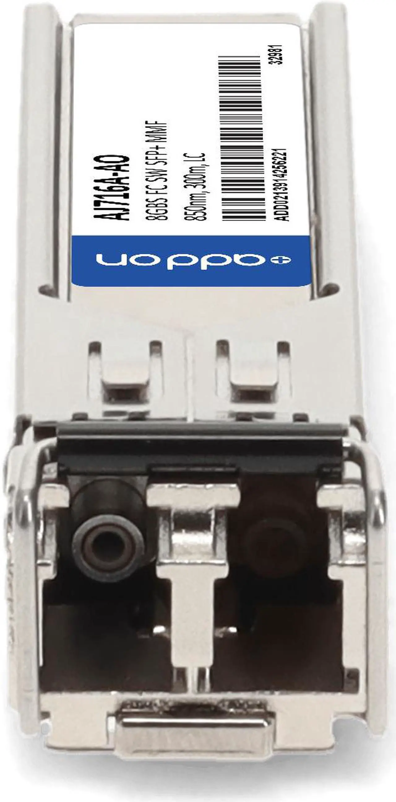 Alt view image 8 of 8 - HP® AJ716A Compatible TAA Compliant 8GBase-SW Fibre Channel SFP+ Transceiver (MMF, 850nm, 300m, LC)