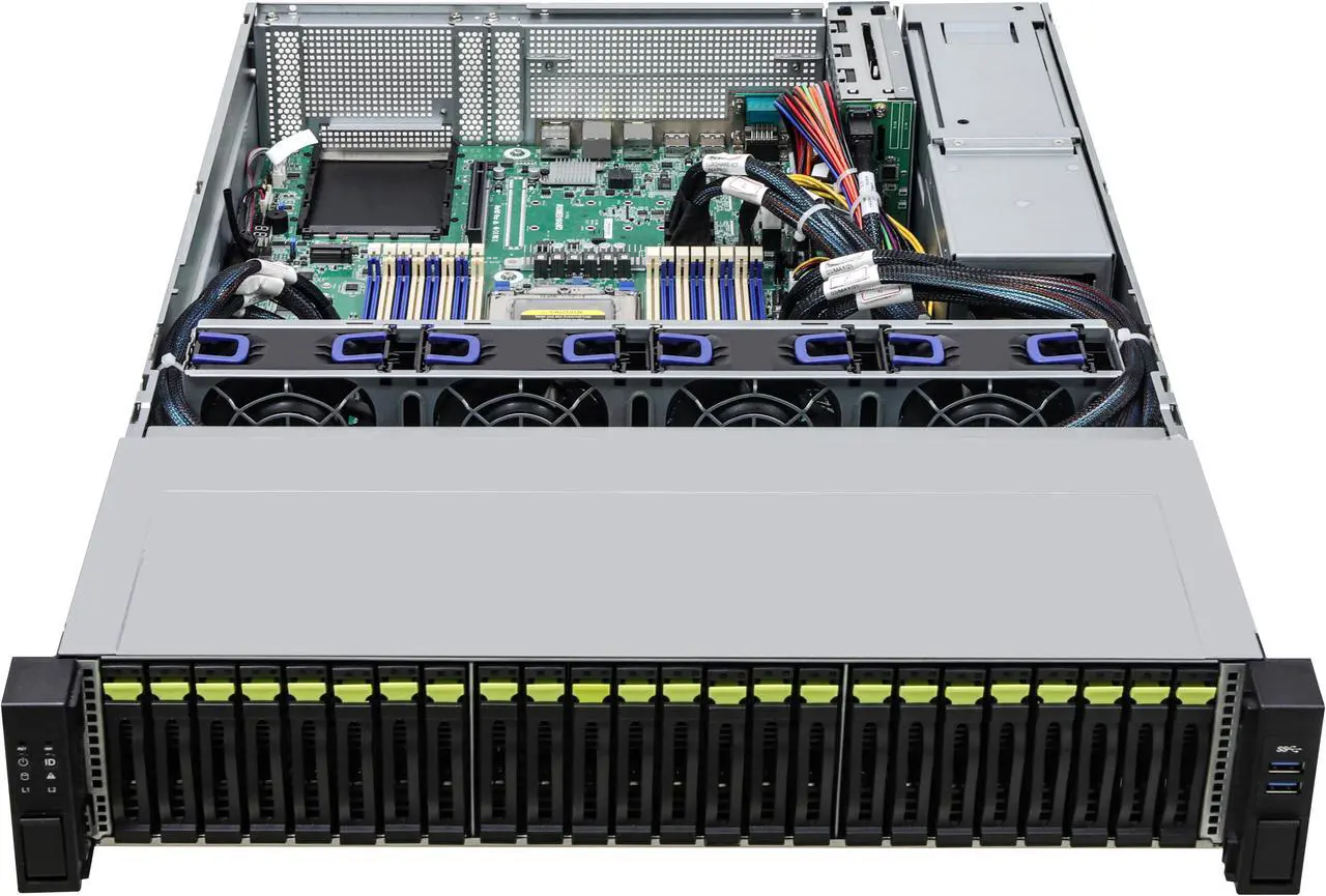 Alt view image 2 of 5 - Asrock Rack 2U24E2S-ROME 2U Rackmount Storage Server Barebone 24 NVMe bays and 2 bays SATA/SAS AMD EPYC 7003 (with AMD 3D V-Cache Technology)/7002 series processors