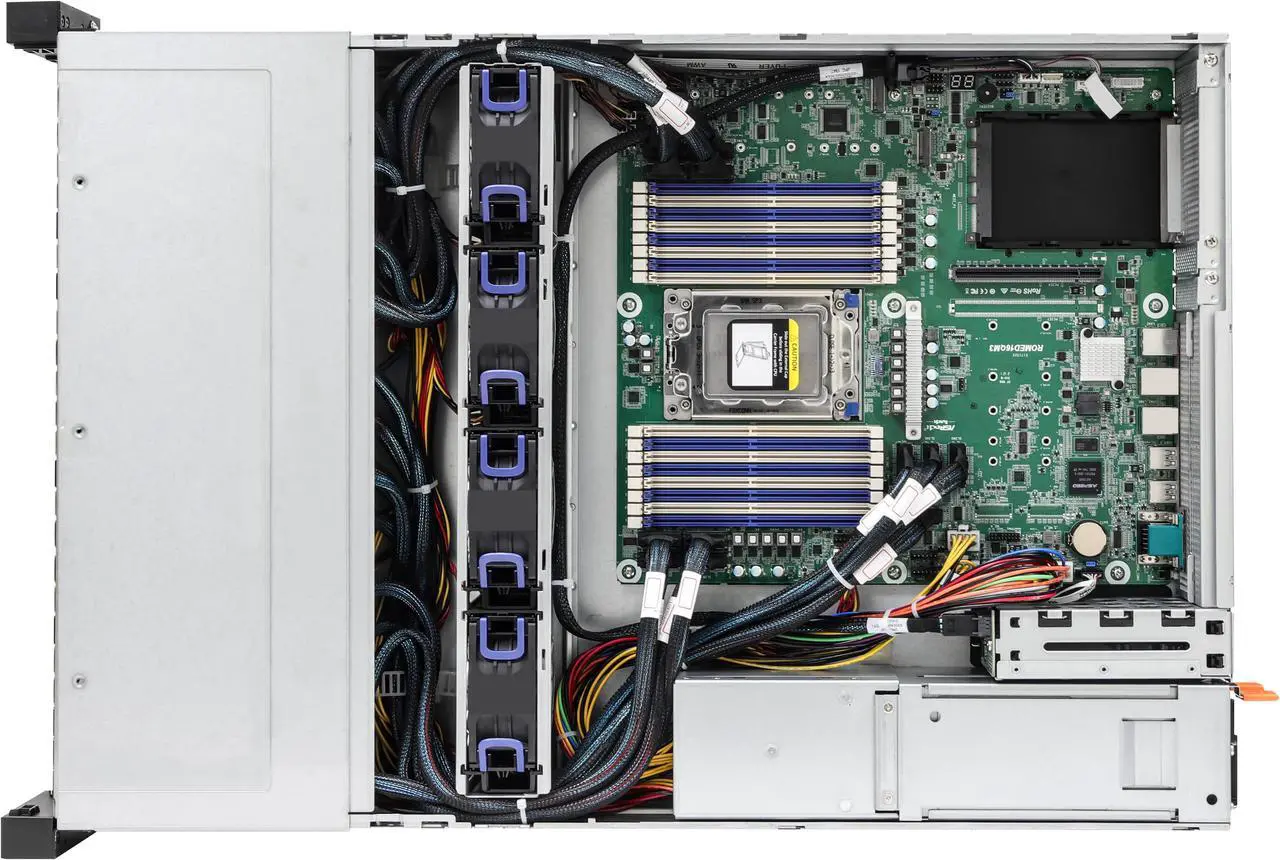 Alt view image 4 of 5 - Asrock Rack 2U24E2S-ROME 2U Rackmount Storage Server Barebone 24 NVMe bays and 2 bays SATA/SAS AMD EPYC 7003 (with AMD 3D V-Cache Technology)/7002 series processors