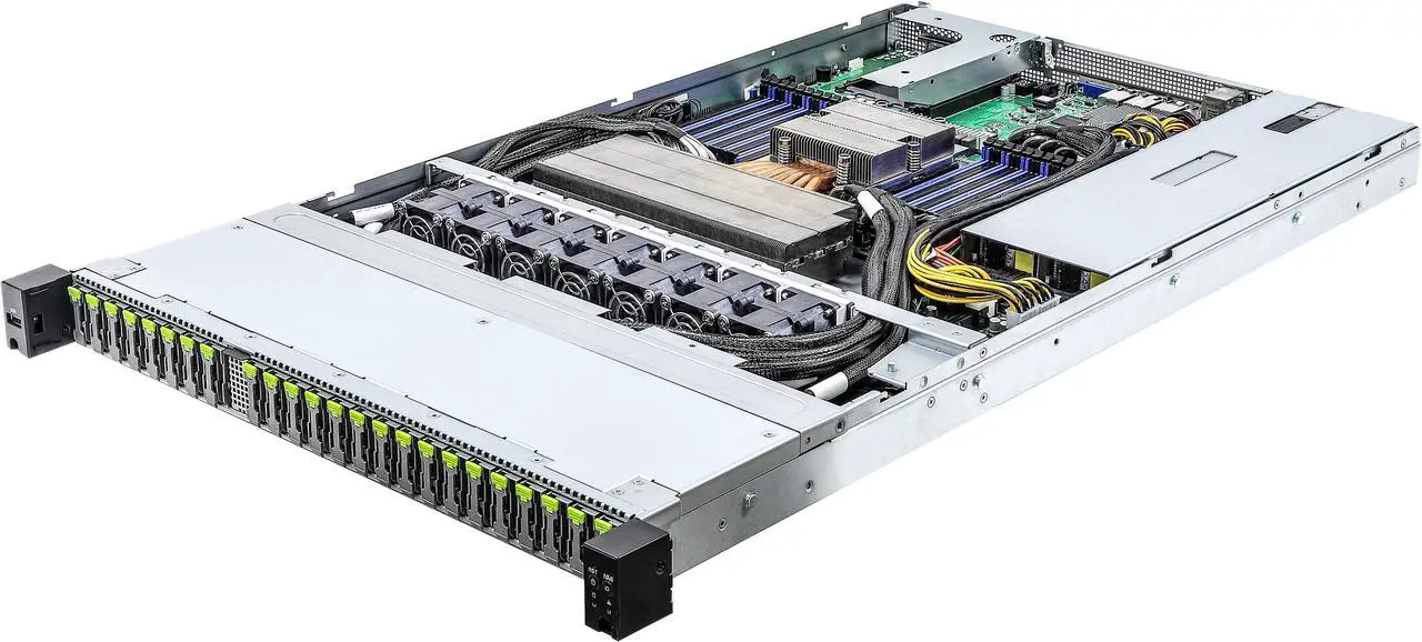 Main image of ASRock Rack Server Barebone 1U24E1S-GENOA/2L2T 24 Hot-swap E1.S Single Socket SP5 (LGA 6096), supports AMD EPYC™ 9004 (with AMD 3D V-Cache™ Technology) and 97x4 series processors