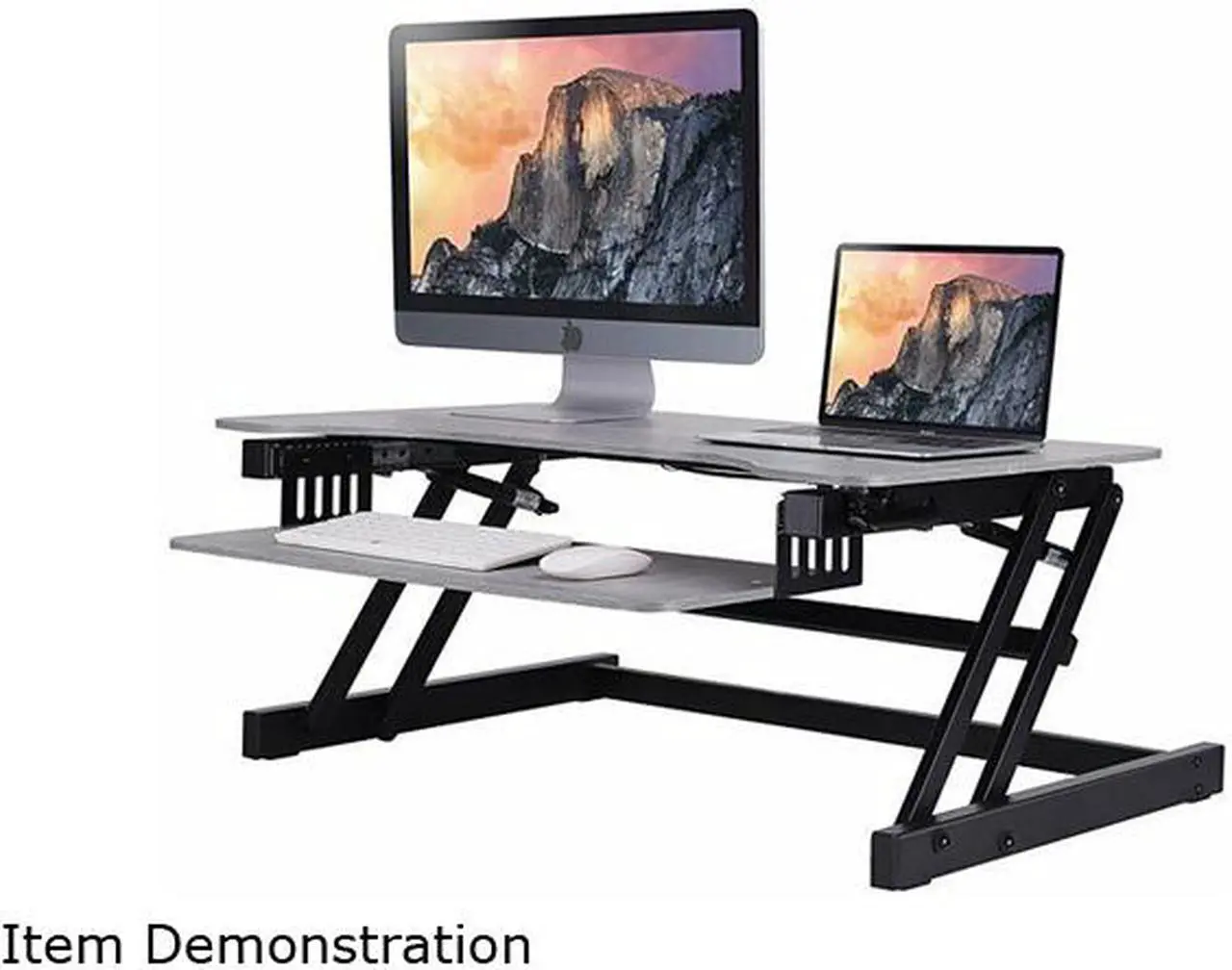Alt view image 6 of 8 - rocelco 37.5" deluxe height adjustable standing desk converter - quick sit stand up dual monitor riser - gas spring assist comp