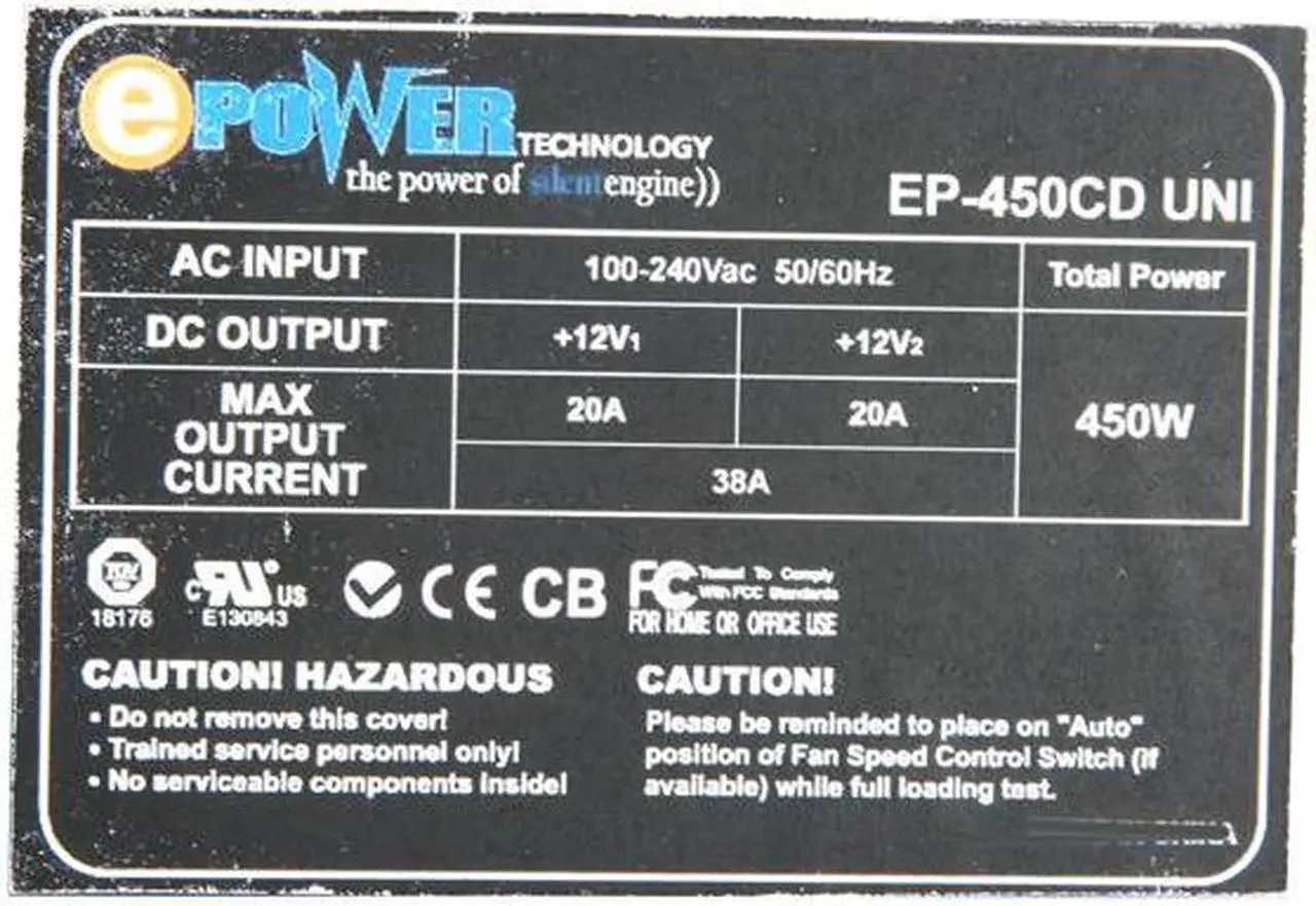 Alt view image 5 of 6 - ePOWER EP-450CD 450 W ATX12V / EPS12V SLI Ready CrossFire Ready Modular Modular Juice Box- Dedicated Graphic Card and CPU power Supply - OEM