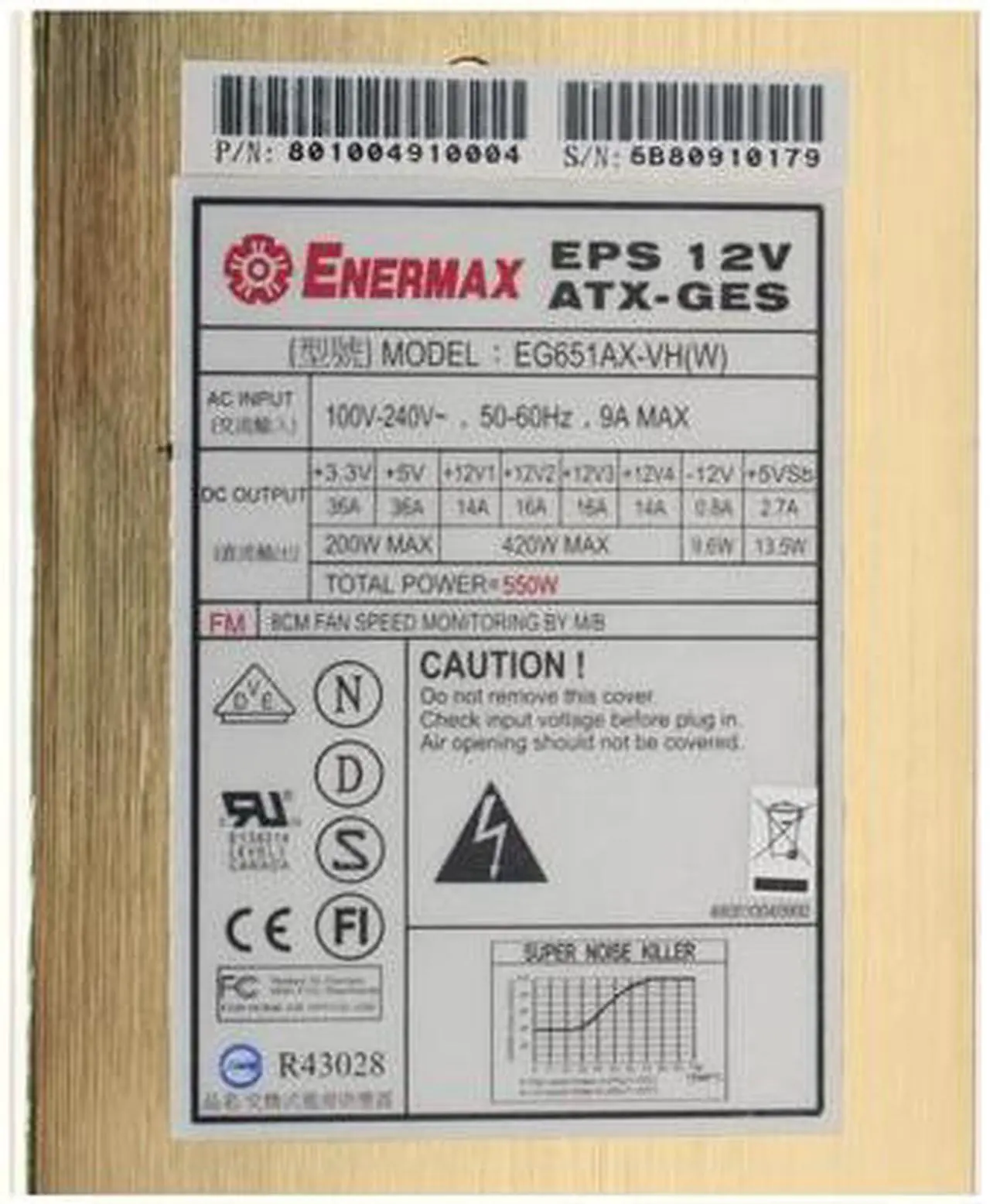 Alt view image 8 of 9 - ENERMAX EG651AX-VH 550 W EPS12V SLI Certified CrossFire Ready 80 PLUS SILVER Certified Active PFC Power Supply