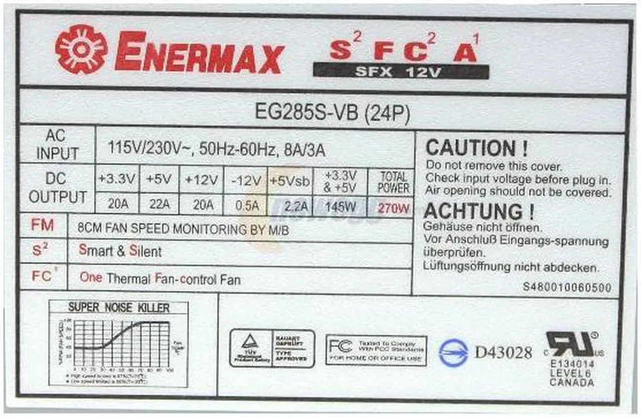 Alt view image 4 of 8 - ENERMAX EG285S-VB 24P 270 W SFX12V Power Supply
