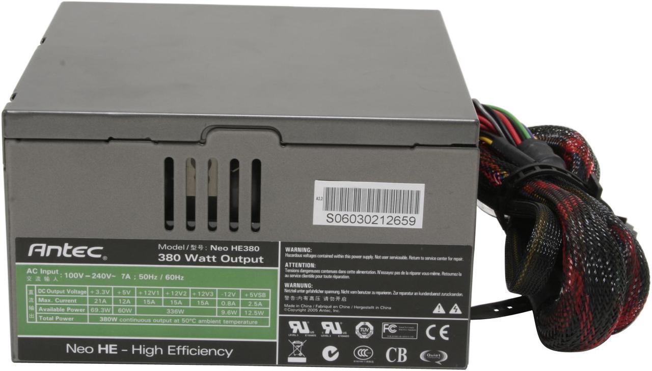 Alt view image 7 of 7 - Antec NeoPower NeoHE 380 380 W ATX12V SLI Certified CrossFire Ready Modular Active PFC Power Supply