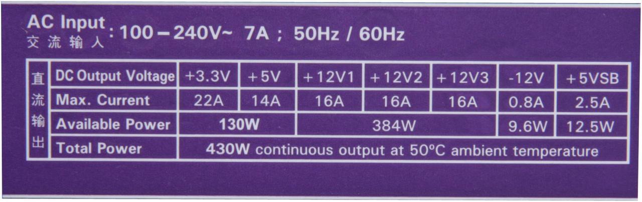 Alt view image 4 of 8 - Antec Neo Power 430 430 W ATX12V SLI Ready CrossFire Ready Modular Active PFC Power Supply