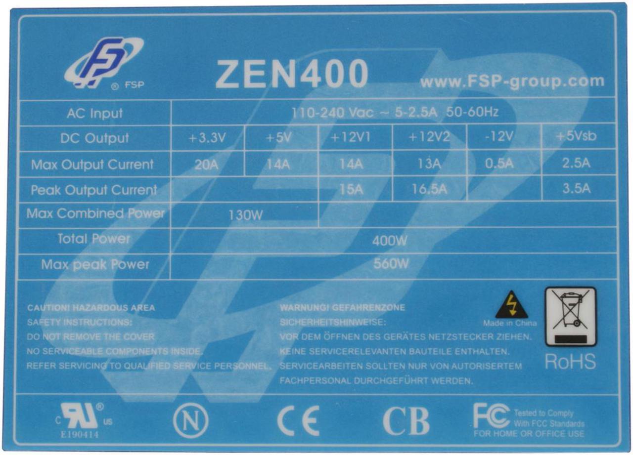Alt view image 2 of 6 - FSP Group ZEN 400 400W Fanless ATX 2.2V SLI Certified CrossFire Ready 80 PLUS BRONZE Certified  Active PFC Power Supply