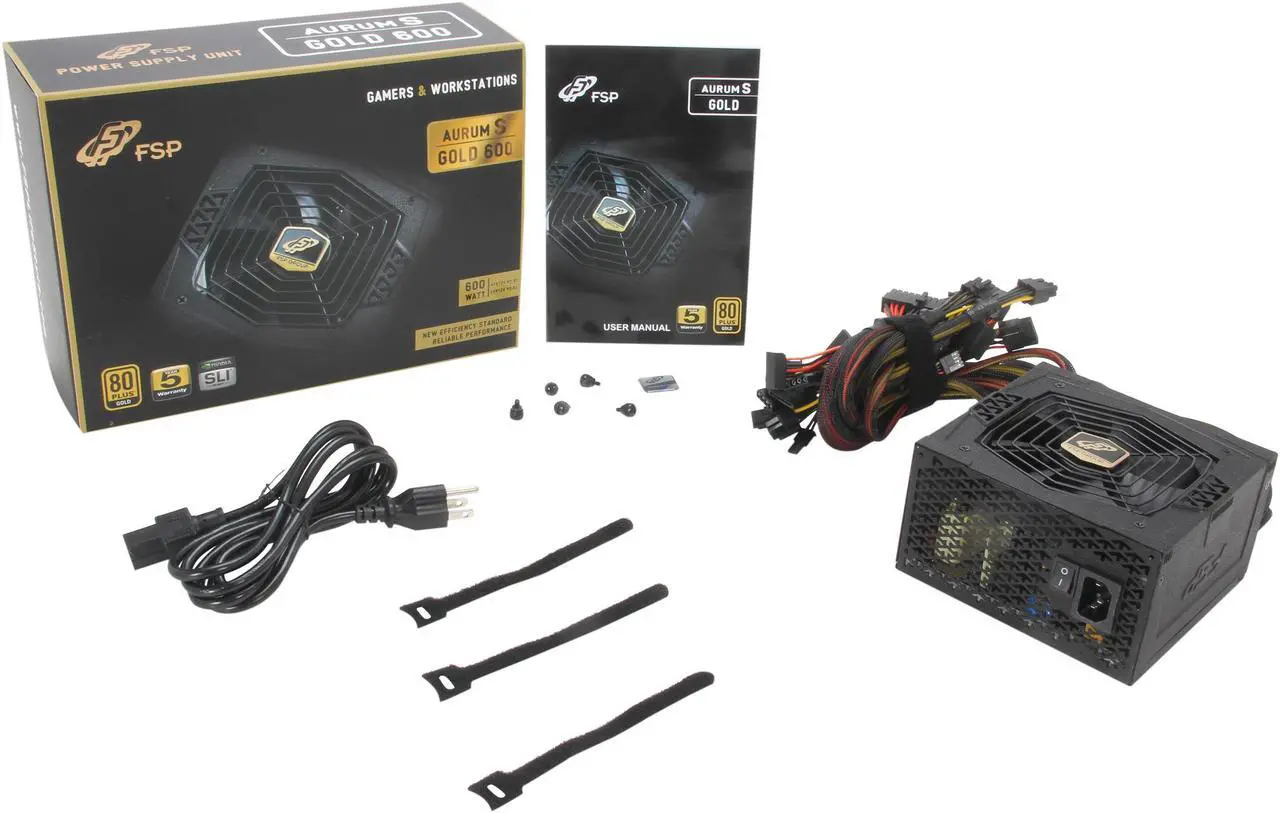 Alt view image 8 of 8 - FSP Group AURUM S 600W ATX12V / EPS12V SLI Ready CrossFire Ready 80 PLUS GOLD Certified Active PFC Power Supply