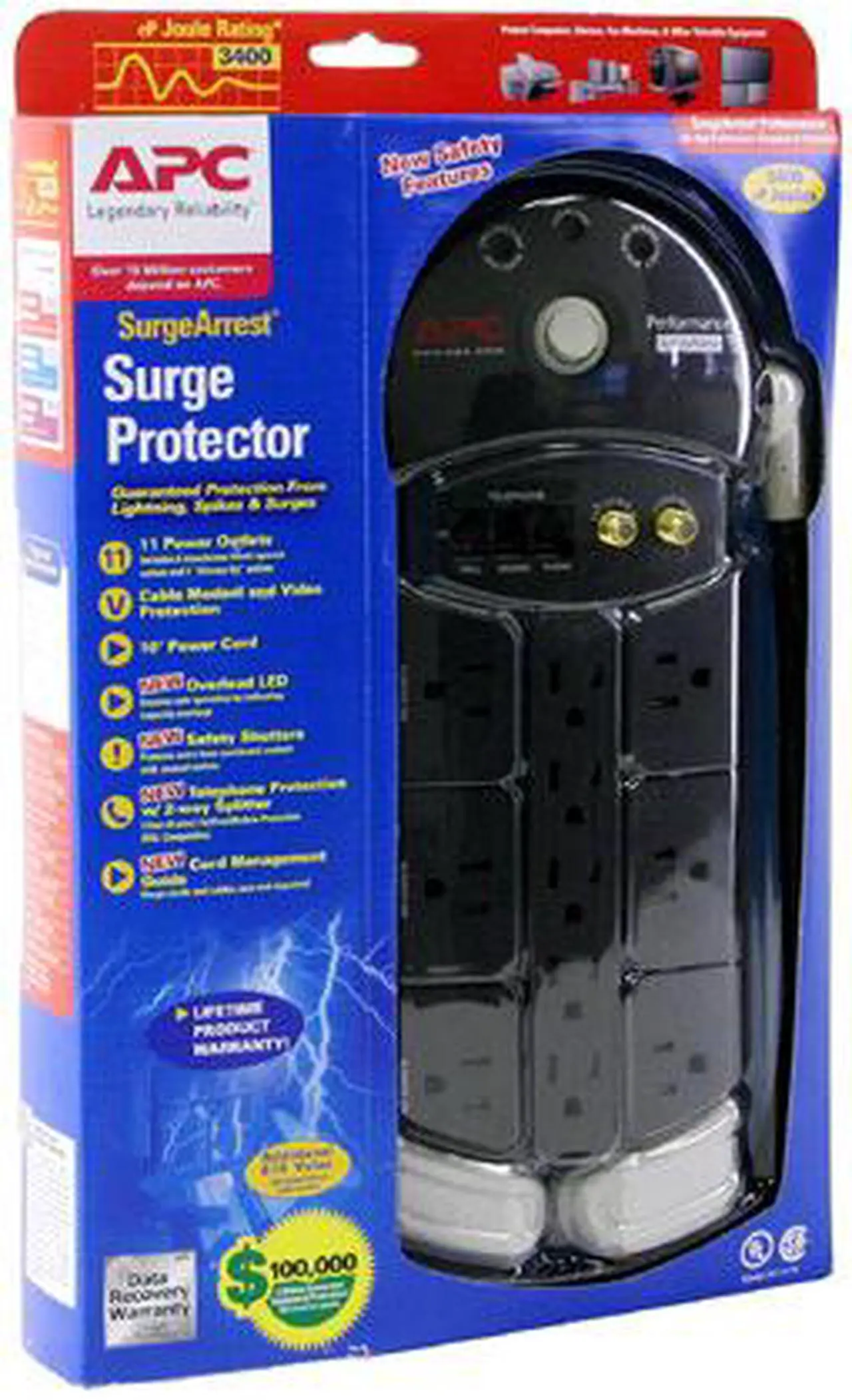 Alt view image 5 of 5 - APC PF11VT3 10 feet 11 Outlets 2030 joule SurgeArrest
