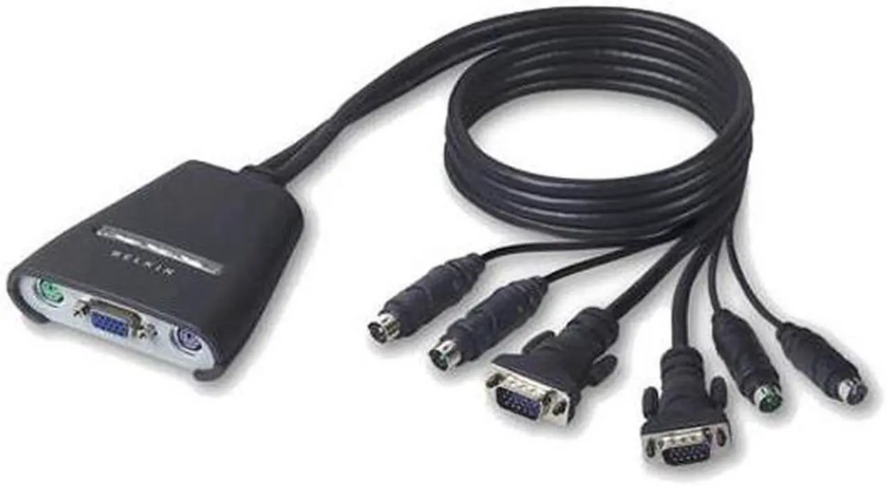 Alt view image 2 of 3 - BELKIN F1DK102P 2-Port Compact KVM Switch with Cables