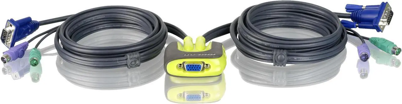 Alt view image 2 of 4 - IOGEAR GCS62 MiniView Micro PS/2 KVM Switch with Cables