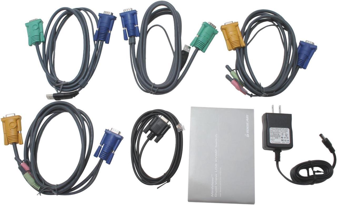 Alt view image 3 of 5 - IOGEAR GCS1742 2-Port Dual View KVM Switch w/Audio and USB Peripheral Sharing