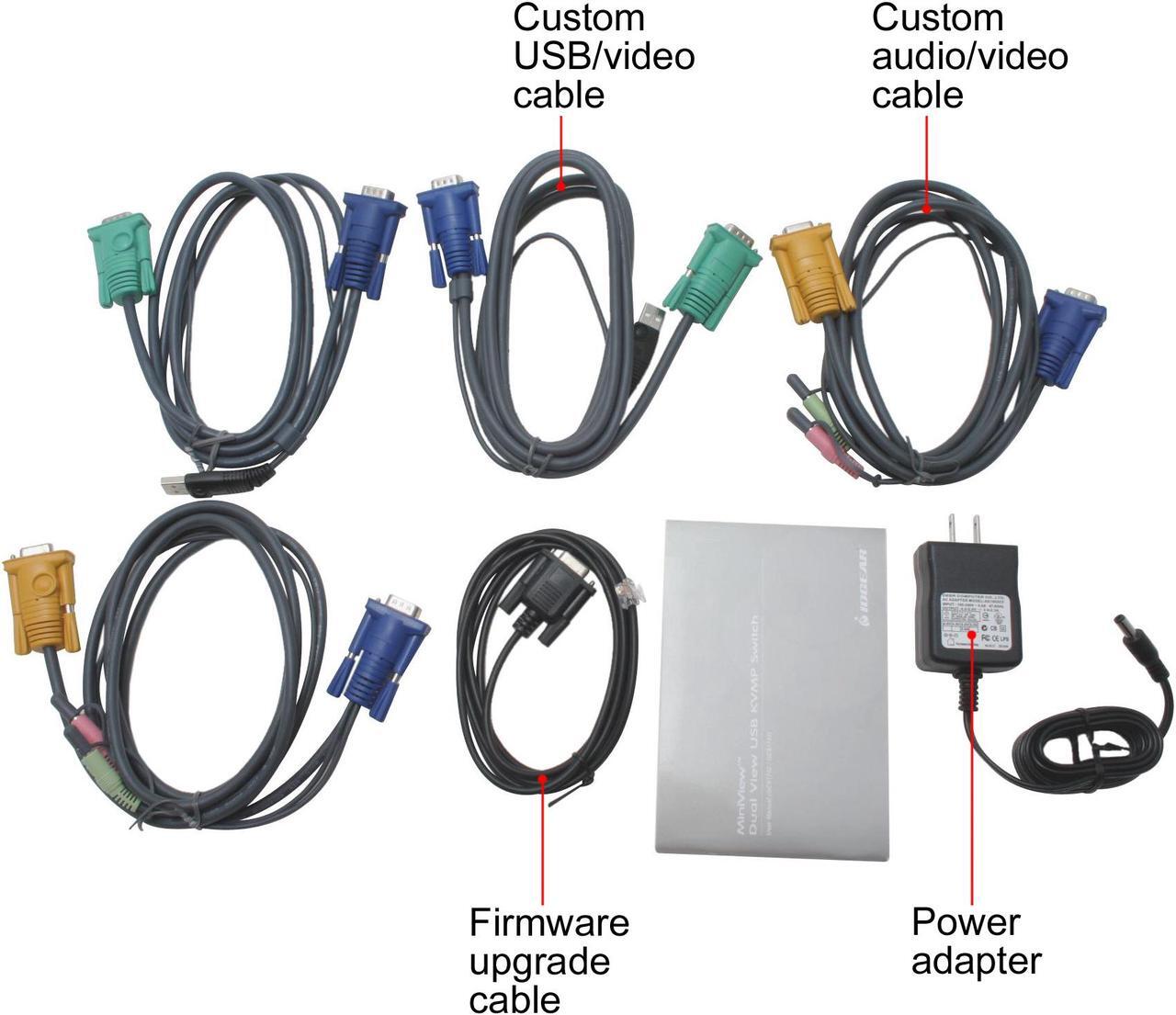 Alt view image 4 of 5 - IOGEAR GCS1742 2-Port Dual View KVM Switch w/Audio and USB Peripheral Sharing