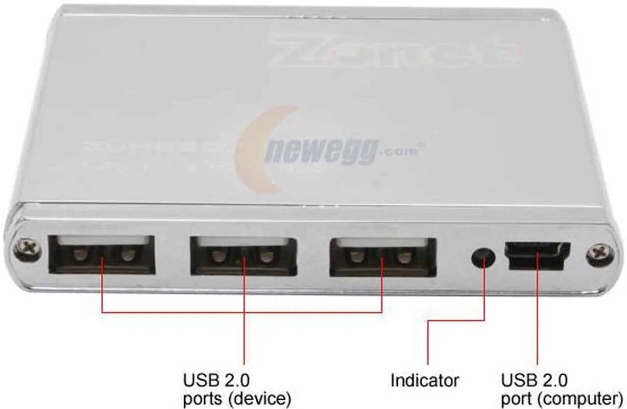Alt view image 3 of 6 - Zonet ZUH2207 7-Port USB 2.0 Slim Hub