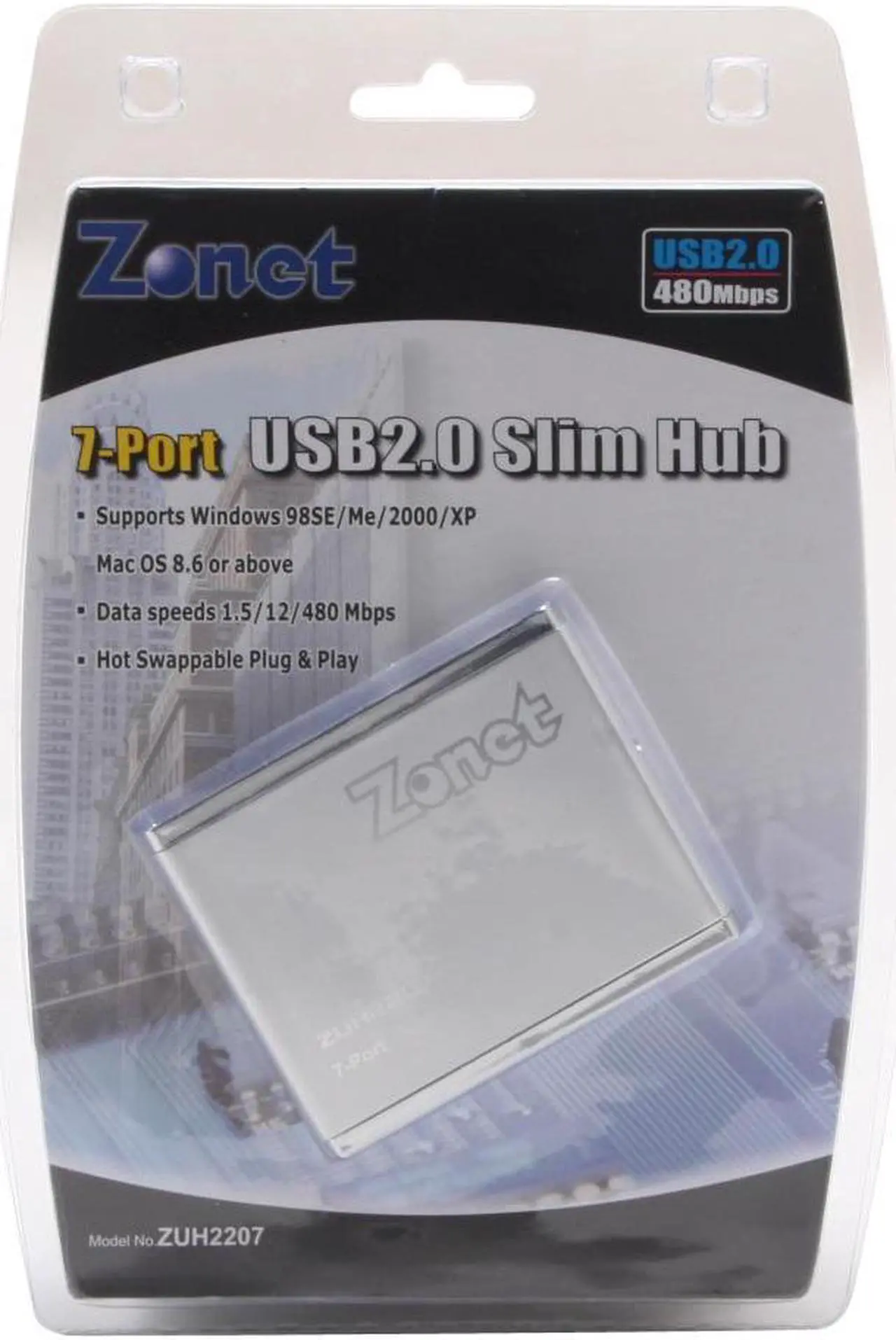 Alt view image 5 of 6 - Zonet ZUH2207 7-Port USB 2.0 Slim Hub