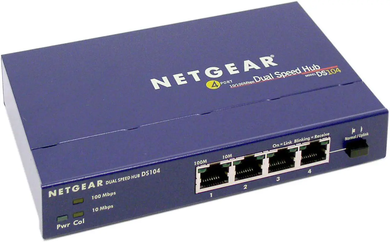 Alt view image 2 of 4 - NETGEAR DS104 4-Port 10/100Mbps Dual Speed Hub
