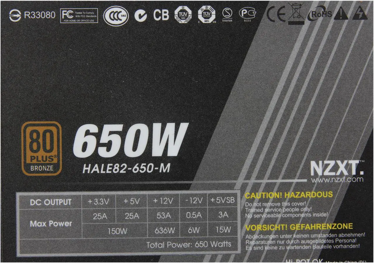 Alt view image 5 of 7 - NZXT HALE82 HALE82-650-M 650 W ATX12V / EPS12V SLI Certified CrossFire Certified 80 PLUS BRONZE Certified Modular Active@0.99(Typically) PFC Power Supply