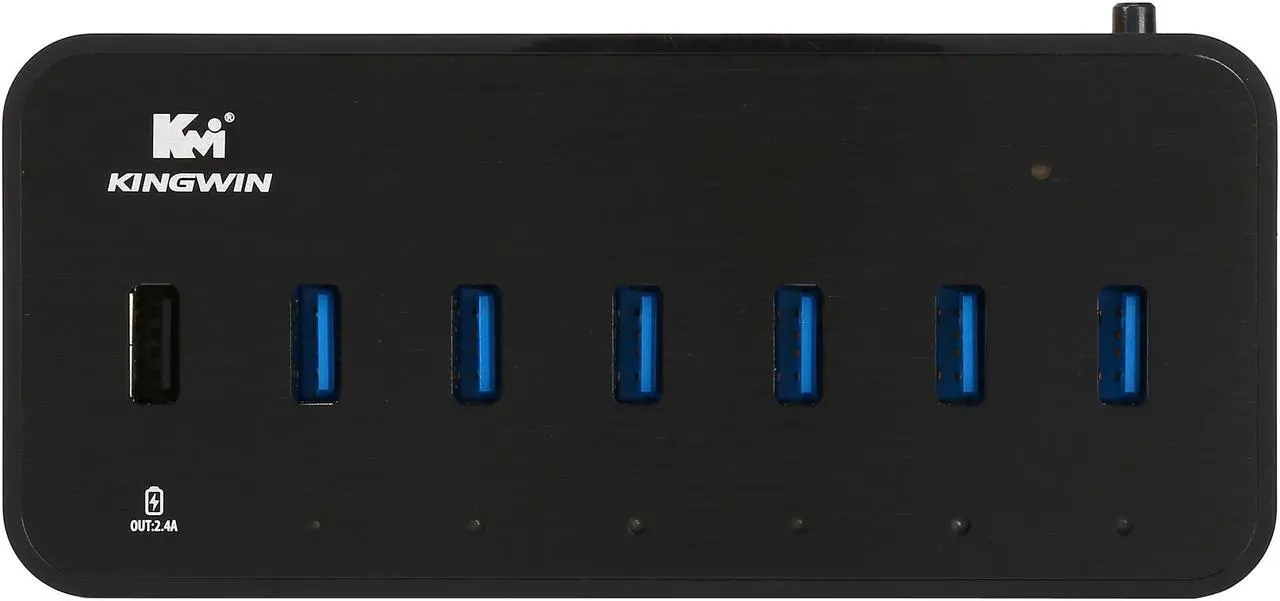 Alt view image 3 of 8 - KINGWIN KWZ-EC7 Aluminum 6-Port USB 3.0 Hub +1 Dedicated Charging Port (DCP) +1 Ethernet Port (RJ-45)