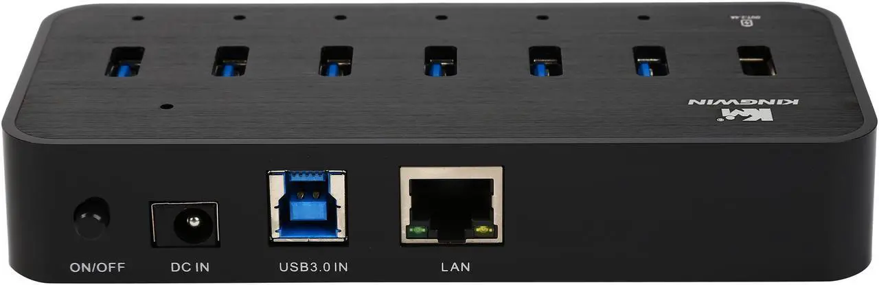 Alt view image 6 of 8 - KINGWIN KWZ-EC7 Aluminum 6-Port USB 3.0 Hub +1 Dedicated Charging Port (DCP) +1 Ethernet Port (RJ-45)