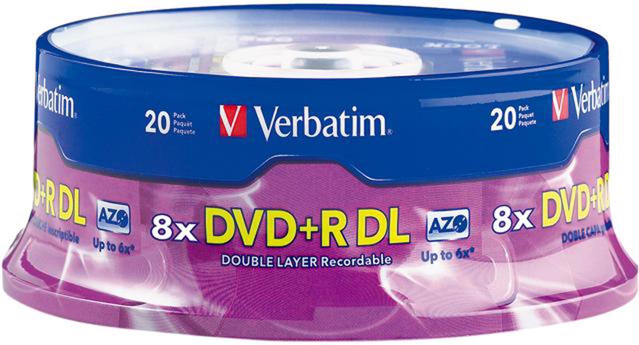 Main image of Verbatim DVD+R DL 8.5GB 8X with Branded Surface - 20pk Spindle