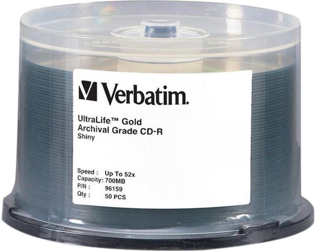 Verbatim 700MB 52X CD-R 50 Packs Spindle UltraLife Gold Archival Grade Disc Model 96159