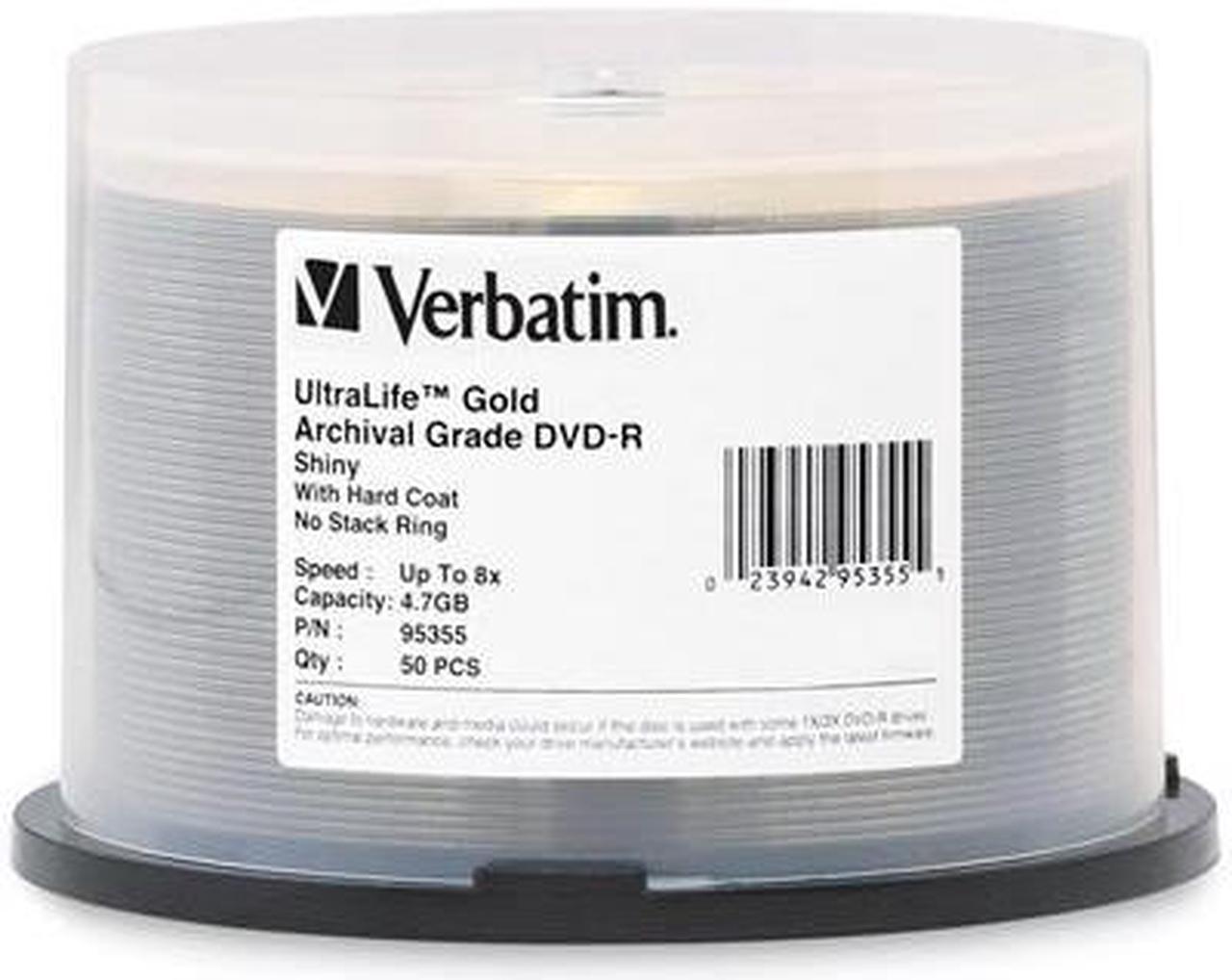 Verbatim UltraLife Gold Archival Grade Storage media 4.7GB 8X DVD-R 50 Packs Spindle Disc Model 95355 - OEM