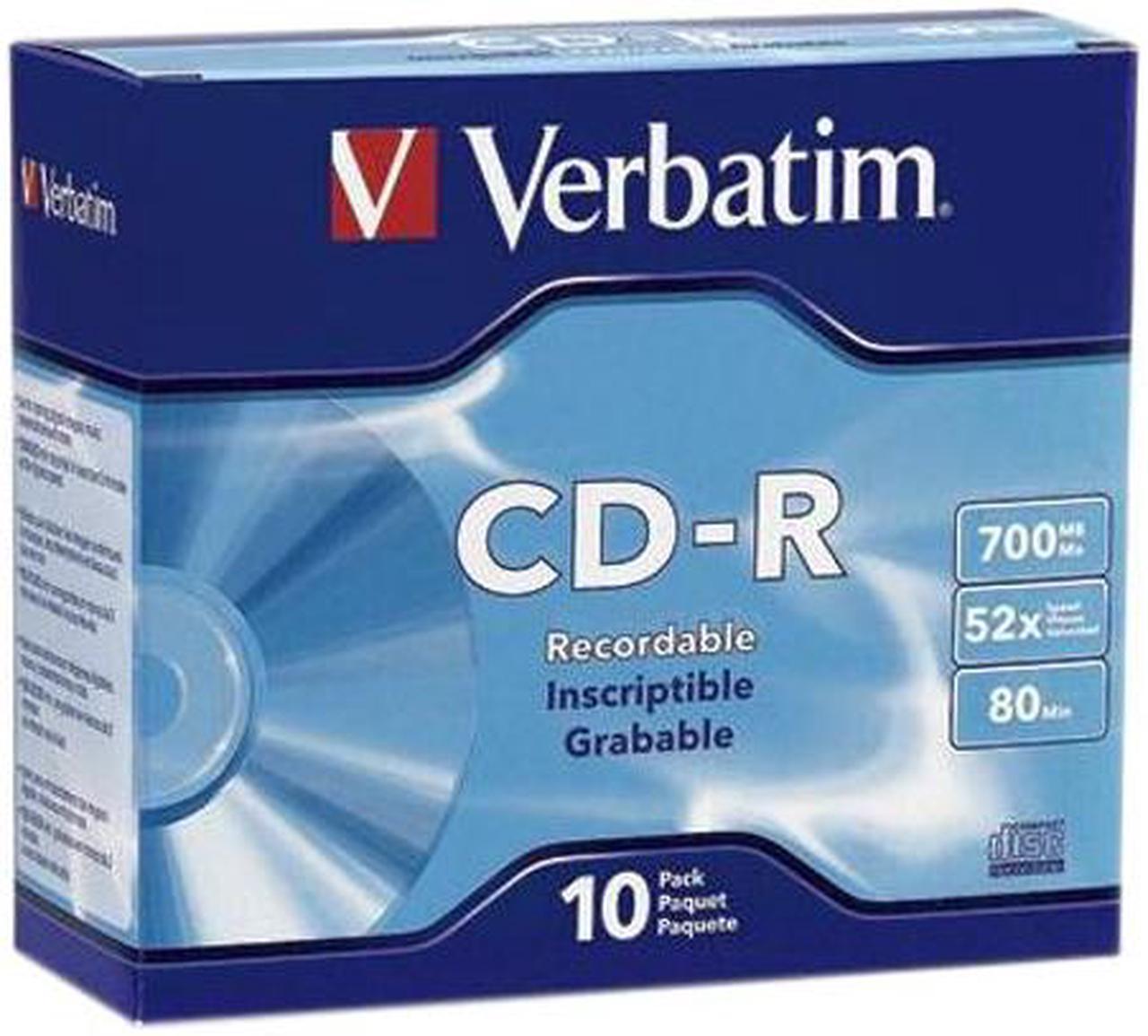 Verbatim  700MB  52X Branded  10 Packs  Slim Case  Disc Model 94935