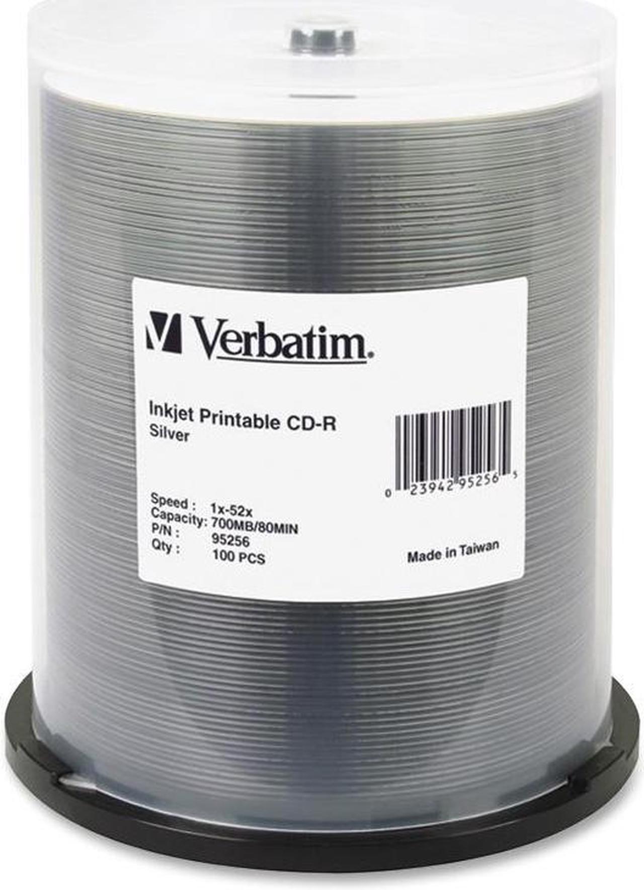 Verbatim 700MB 52X CD-R Inkjet Printable 100 Packs Spindle Media Model 95256