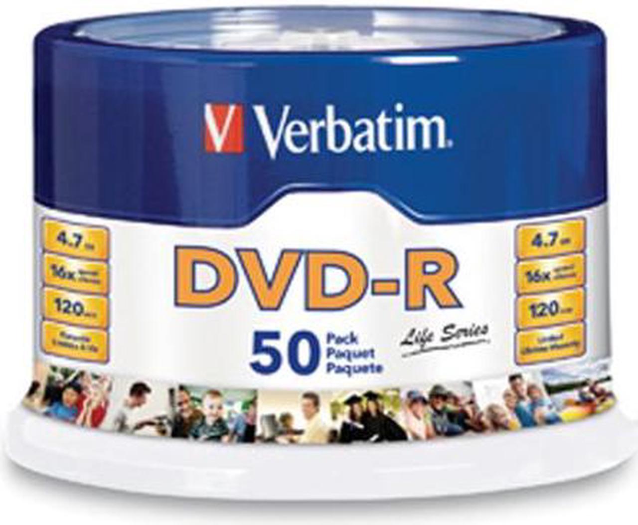 Verbatim Life Series 4.7GB 16X DVD-R 50 Packs Spindle Media Model 97176