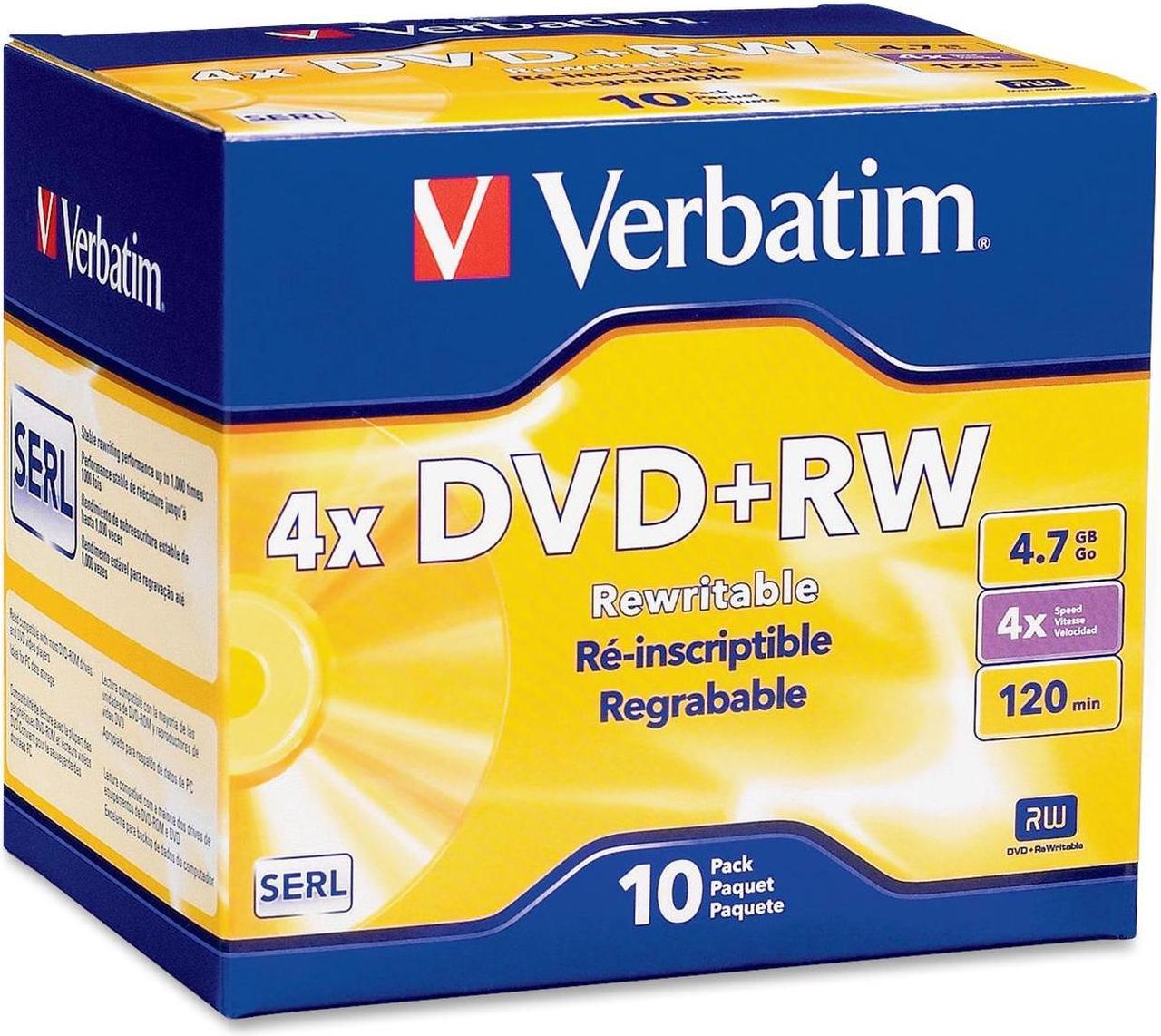 Verbatim DataLifePlus 4.7GB 4X DVD+RW 10 Packs Jewel Case Disc Model 94839