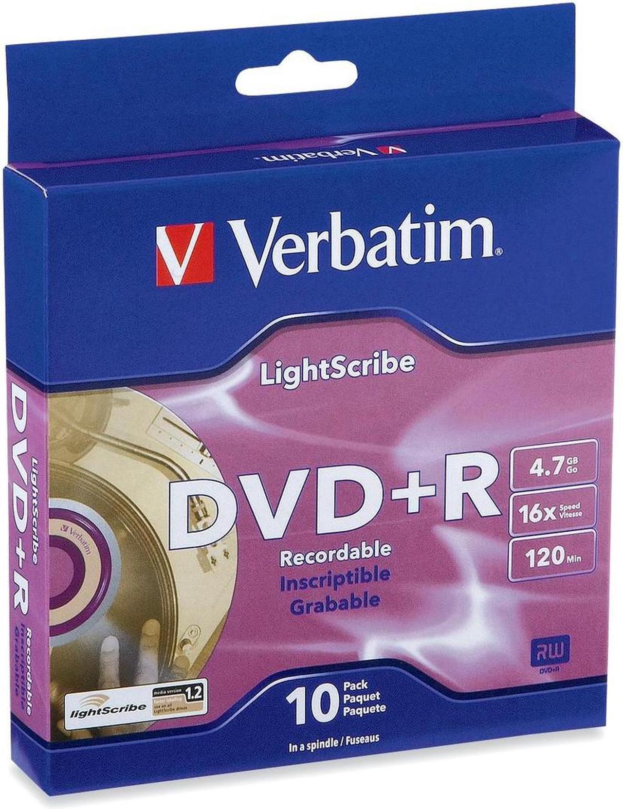 Verbatim 4.7GB 16X DVD+R LightScribe 10 Packs Spindle Disc Model 95116