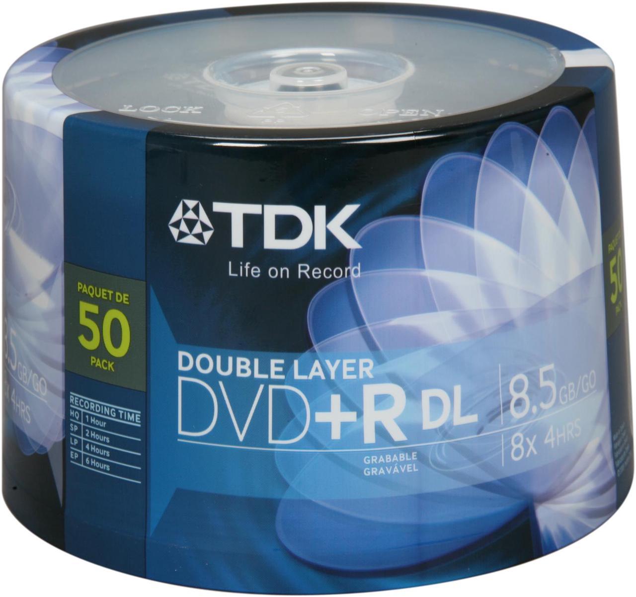 TDK 8.5GB 8X DVD+R DL 50 Packs Spindle Disc Model 61611