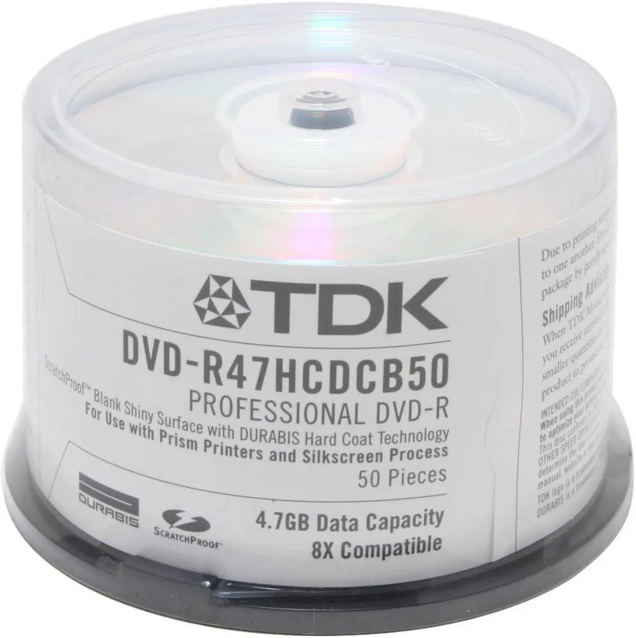 Main image of TDK ScratchProof 4.7GB 8X DVD-R 50 Pack Cake Box Super Hard Coat Disc