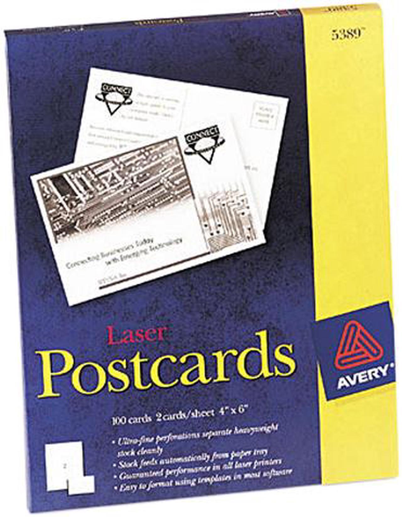 Main image of Avery Postcards, Uncoated, Two-Sided Printing, 4" x 6", 100 Cards (5389)
