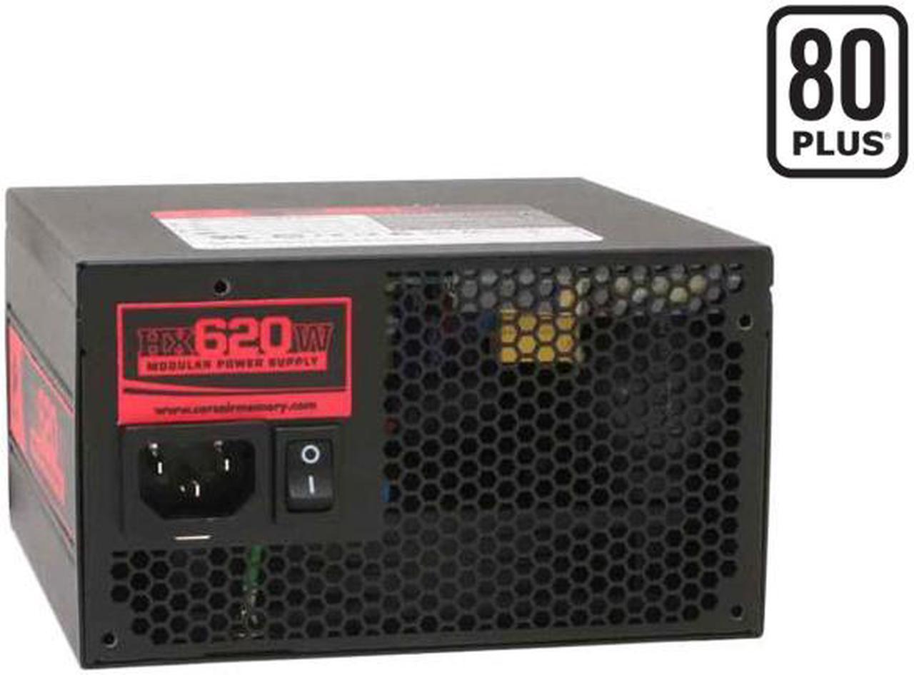 Main image of CORSAIR HX Series CMPSU-620HX 620 W ATX12V v2.2 and EPS12V 2.91 SLI Certified CrossFire Ready 80 PLUS Certified Modular Active PFC Compatible with Core i7 Power Supply